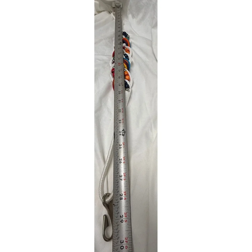 Leather Shop Accessories Vintage Braided Rope Bead Belt White Multi Color Medium